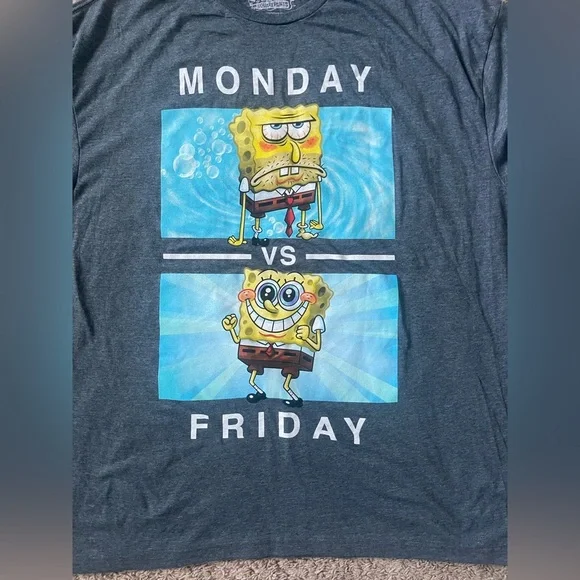 SpongeBob Graphic T-Shirt - Monday vs Friday
Men’s 
Size 2XL
NWOT - Picture 2 of 3